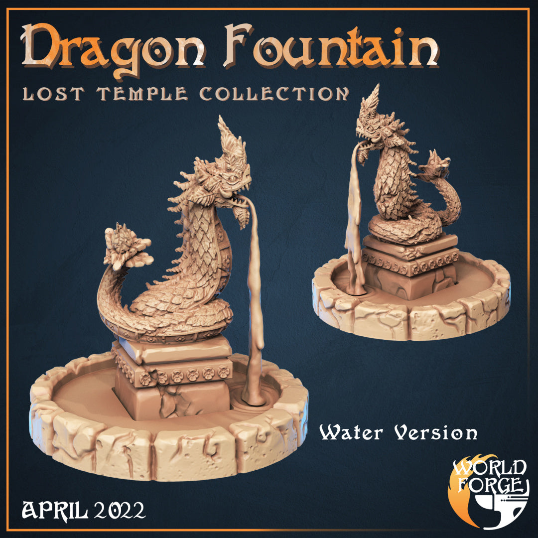 Lost Temple Ruins Dragon Fountain 3D Resin Printed DnD (D&D) Pathfinder Miniatures