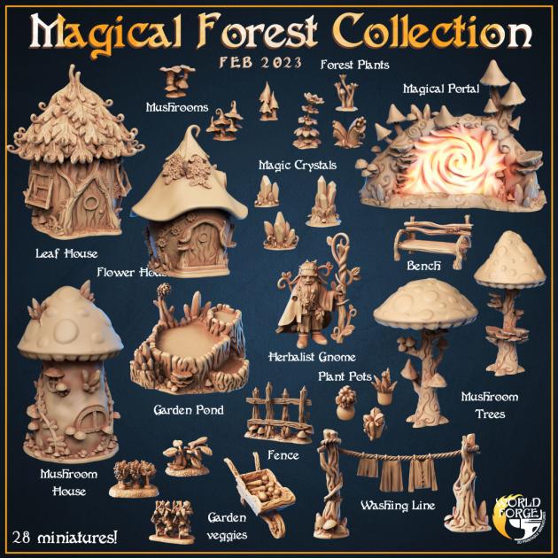 Magical Forest Complete Set 3D Resin Printed DnD (D&D) Pathfinder Miniatures