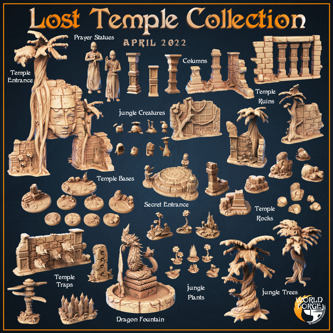 Lost Temple Ruins Complete Set 3D Resin Printed DnD (D&D) Pathfinder Miniatures