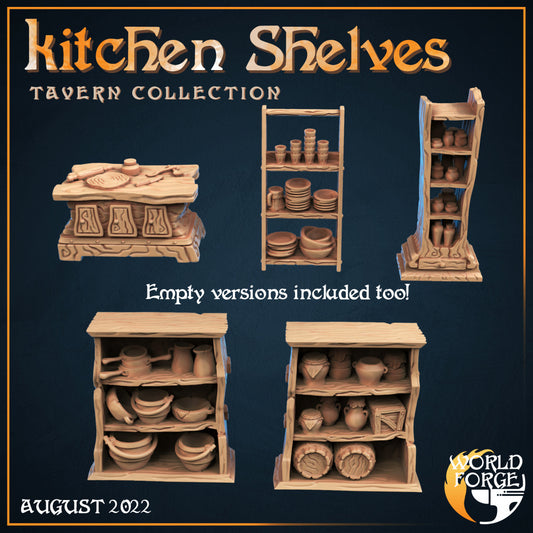 Arcane Dragon Tavern Kitchen Shelves 3D Resin Printed DnD (D&D) Pathfinder Miniatures