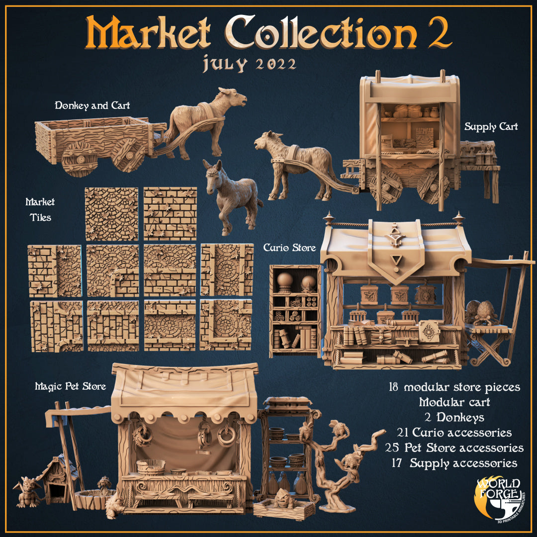 Market Collection 2 Complete Set 3D Resin Printed DnD (D&D) Pathfinder Miniatures