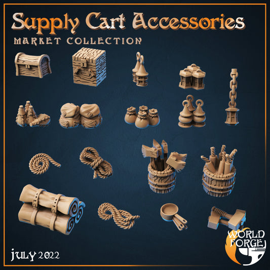 Market Collection 2 Supply Cart Accessories 3D Resin Printed DnD (D&D) Pathfinder Miniatures