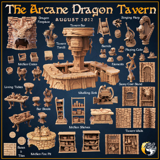 Arcane Dragon Tavern Complete Set 3D Resin Printed DnD (D&D) Pathfinder Miniatures